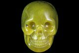Realistic, Polished Jade (Nephrite) Skull #116434-1